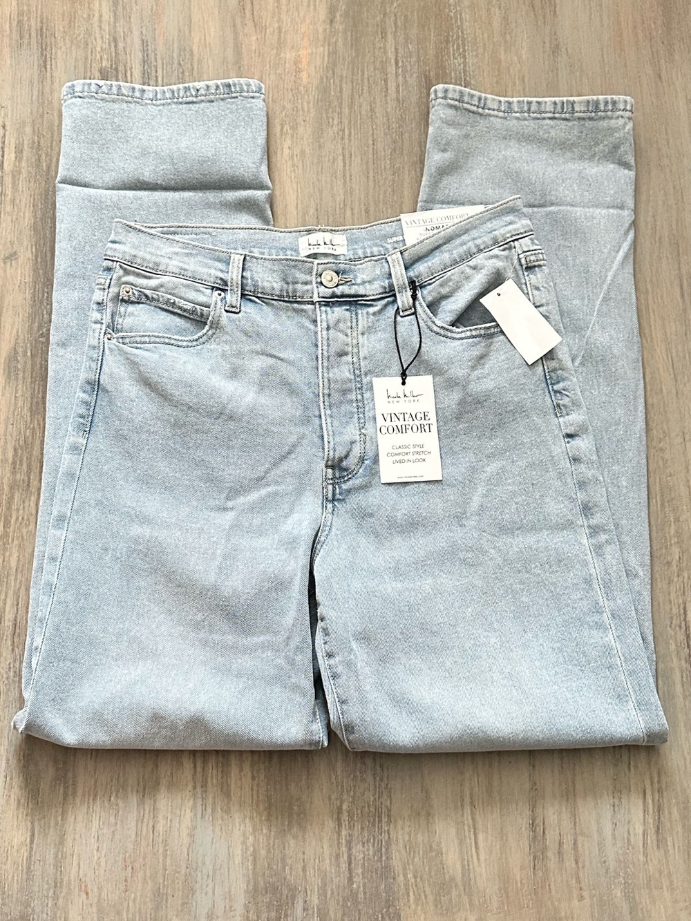 Nicole Miller Women’s Vintage Comfort Super High Rise Relaxed Straight Jeans